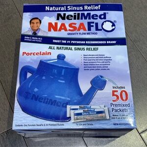 NeilMed NasaFlo Porcelain Neti Pot Kit - Natural Sinus Relief (New in Box)